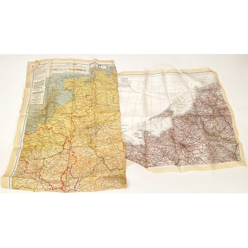 404 - WW2 RAF / Special Forces Silk Escape Maps of Europe.   Comprising: France, Holland and tip of Englan... 