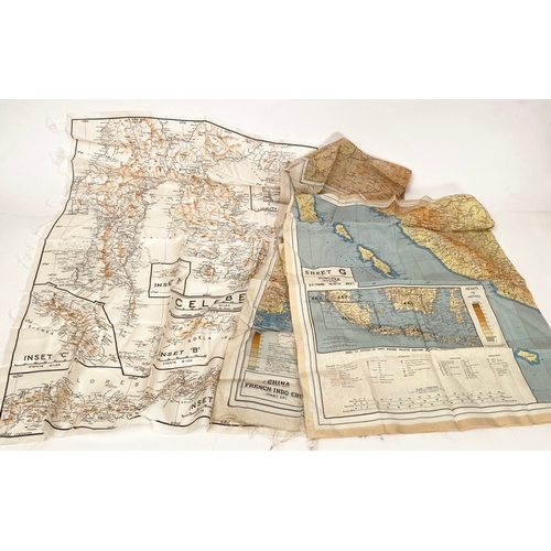 405 - RAF Far East Silk Escape Maps.   Comprising: China and France Indo China.   Sumatra and Java.    Sin... 