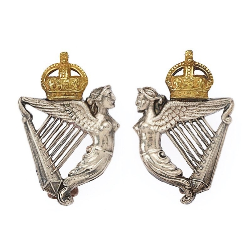 83 - 5th Royal Irish Lancers Officer's pair of collar badges circa 1901-22. Good die-cast unmarked silver... 