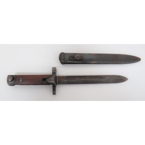 100 - WW2 Italian M1938 Carcano Bayonet
7 inch, single edged blade with fuller.  Steel, modified cros... 