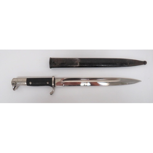 116 - German K98 Dress Bayonet
10 inch, single edged, plated blade with fuller.  The forte with maker 