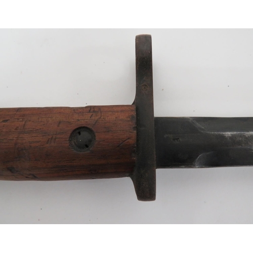 128 - Belgian M1916/24 Mauser Bayonet
13 inch, shortened, double edged blade.  Blackened steel muzzle... 