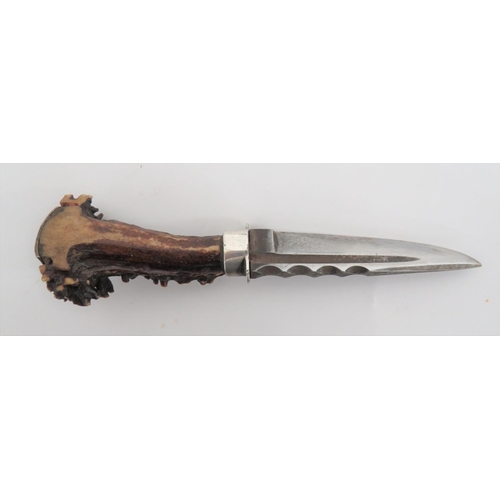 139 - 18/19th Century Antler Grip Sgian Dubh
3 1/2 inch, single edged blade with clipped rear edge.  ... 