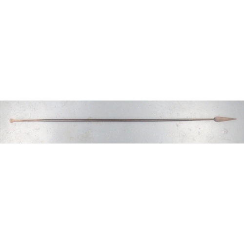 208 - 19th Century Indo Persian Spear
7 1/4 inch, double edged leaf blade.  Lower steel fixing mount.... 