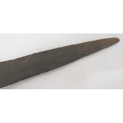 215 - 17th Century Spear Head
11 inch, double edged leaf blade with rear scroll section joining to the ste... 