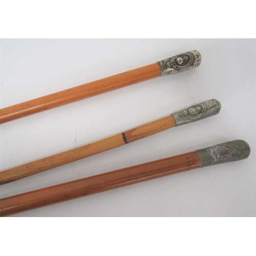 223 - WW1 Honourable Artillery Company Swagger Sticks One AttributedThree examples, each with a nickel thi... 