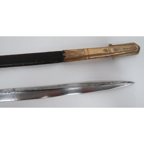 23 - 1827 Pattern Royal Navy Officer's Pipe Back Fighting Sword
29 3/4 inch, single edged, pipe back and ... 