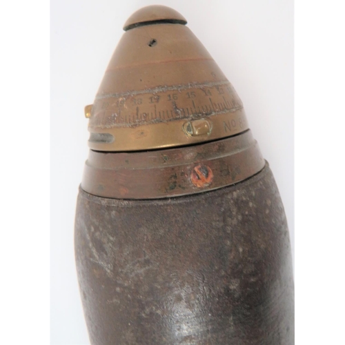 242 - WW1 Inert 18 Pounder Case and Head
brass case.  The base dated 1916 with central fuse dated 3/1... 