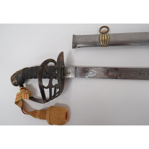 25 - Early 19th Century 2nd Life Guards Officer's Sword
34 1/2 inch, single edged blade.  Etched, Victori... 