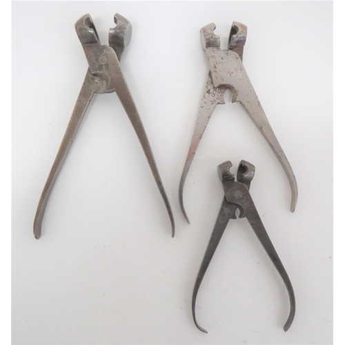 252 - Three Mid 19th Century Bullet Moulds
steel ball pincer moulds.  The arm with central sprue cutt... 