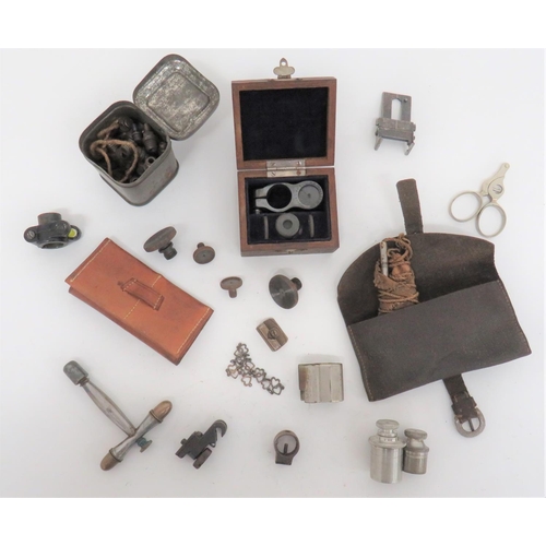 258 - Various Rifle Sights and Spares
including a goal post sight for use on Cape rifles ... Boxed Parker ... 