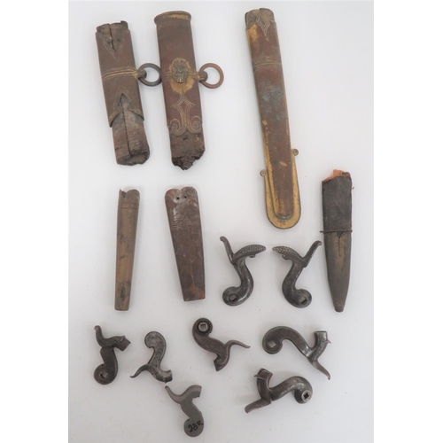 259 - Selection of Percussion Hammers and Scabbard Mounts
consisting pair of pinfire shotgun hammers ... 6... 