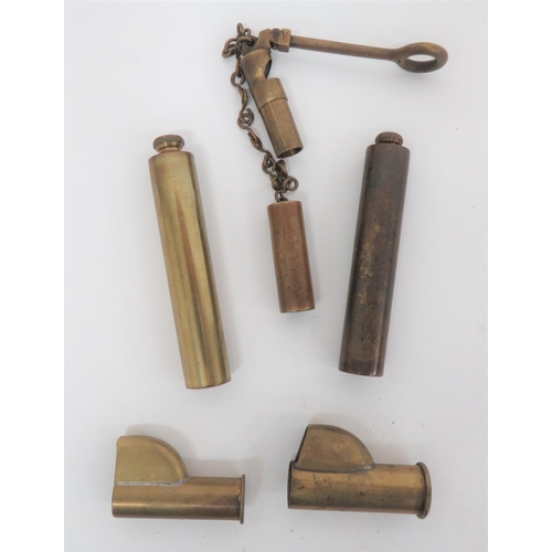 260 - Lee Enfield Rifle Spares
consisting 2 x brass, Victorian period, Lee Enfield/Metford oil bottles wit... 