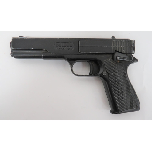 289 - Milbro Air Pellet Pistol
.177, blackened, cast alloy, Colt style repeater air pistol.  Containe... 