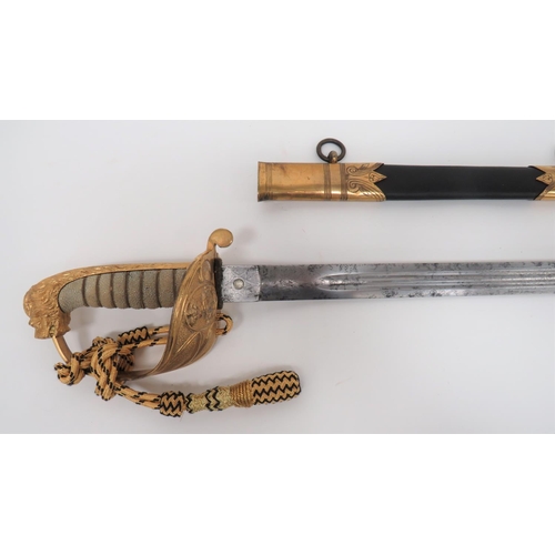 41 - Rare Victorian Royal Navy Artillery Volunteers Officer's Sword
31 3/4 inch, double edged blade with ... 