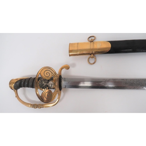 47 - Honourable Artillery Company Officer's Sword
31 inch, double edged blade.  Etched scroll letter... 