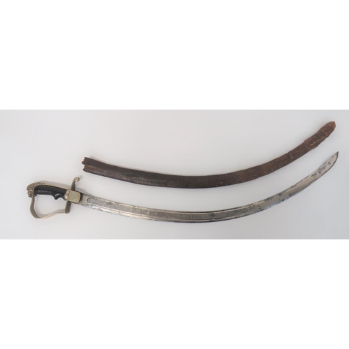 65 - 19th Century Ethiopian Cavalry Sword
30 1/2 inch, single edged, curved blade.  Two narrow fulle... 