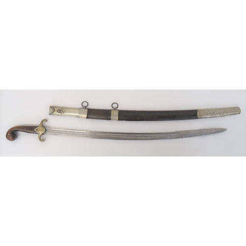 68 - Early 19th Century Turkish Shamshir
30 1/2 inch, single edged, slightly curved blade with back edge ... 