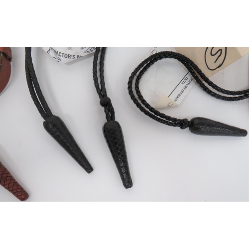 81 - Seven Workmanship Pattern Sword Knots
consisting 3 x black composite and leather knots.  Rifles... 