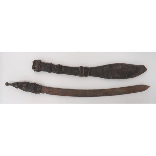 84 - 19th Century African Sword
22 inch, single edged blade with spear point.  Leather covered woode... 