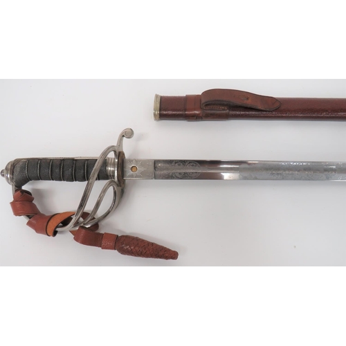 91 - Victorian Royal Artillery Officer's Sword
35 3/4 inch, single edged blade with wide fuller.  Et... 