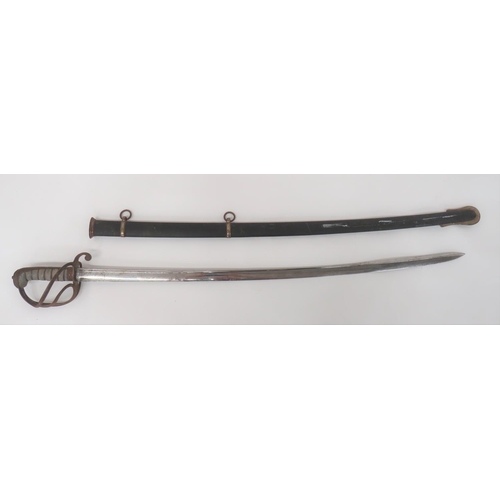 93 - 1821 Pattern King William IV Cavalry Officer's Sword
35 1/2 inch, single edged, slightly curved, pip... 