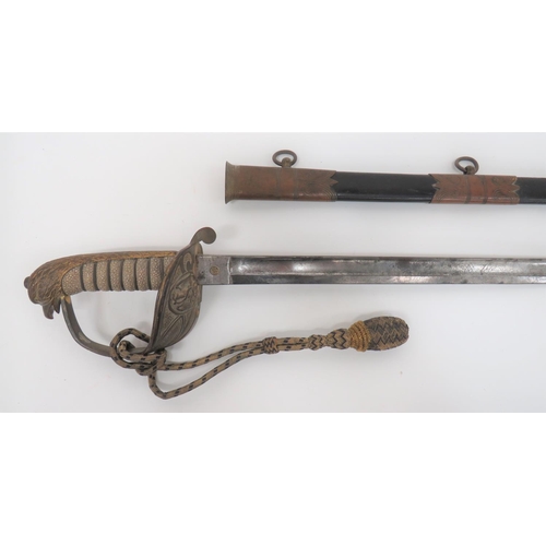 94 - Scarce Mexican Navy Officer's Sword English Made
31 1/4 inch, single edged blade with wide fuller.  ... 