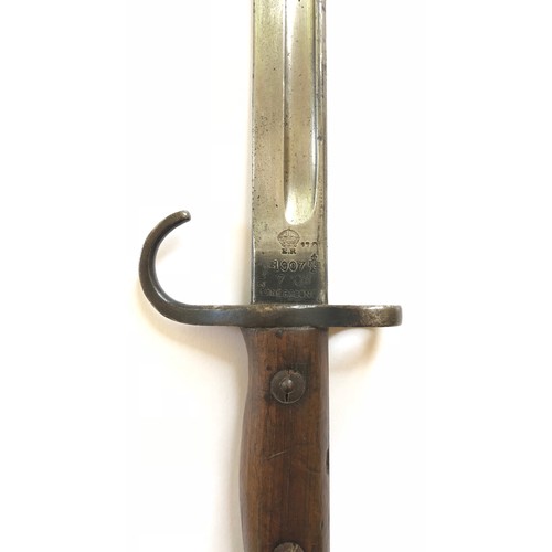 130A - 2nd Bn Middlesex Regiment 1907 Hook Quillon Bayonet 1st Pattern Scabbard.A scarce second year of pro... 