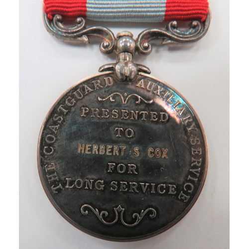 138 - Coastguard Auxiliary Long Service Medal
Queen Elizabeth II example.  The reverse named 