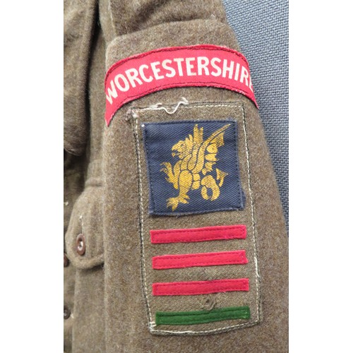 278 - 1940 Pattern Worcestershire Regiment Battledress Jacket
khaki woollen, single breasted, closed colla... 