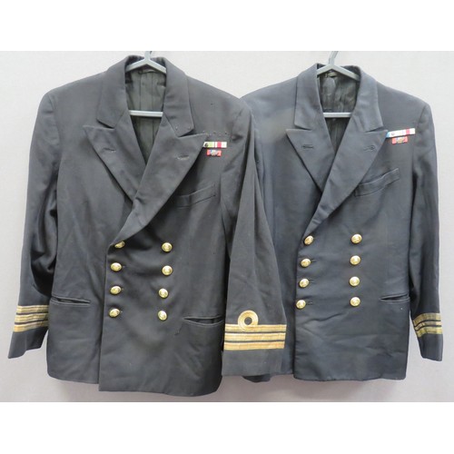 293 - Two Royal Navy Officer's Service Dress Jackets
dark blue, double breasted, open collar jackets.  Ope... 