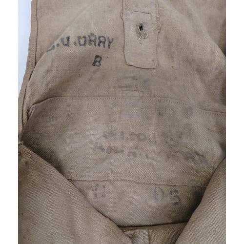 354 - Early 20th Century British Military Side Bag
similar to the 1903 pattern.  Khaki canvas, square shap... 