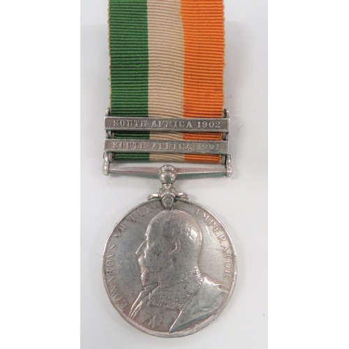 160 - Durham Light Infantry Boer War Medal
two clasp Kings South Africa Medal. Awarded to 5633 PTE C LAMBE... 