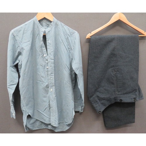 403 - RAF Service Dress Trousers and Shirt
blue grey woollen, high V back waist, wide leg trousers.  Side ... 