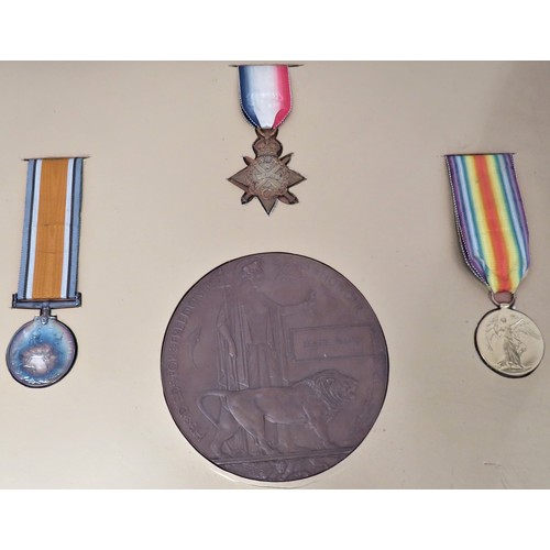 143A - WW1 Royal Welsh Fusiliers / North Staffordshire / Northamptonshire Regiment Casualty Family Medals.T... 