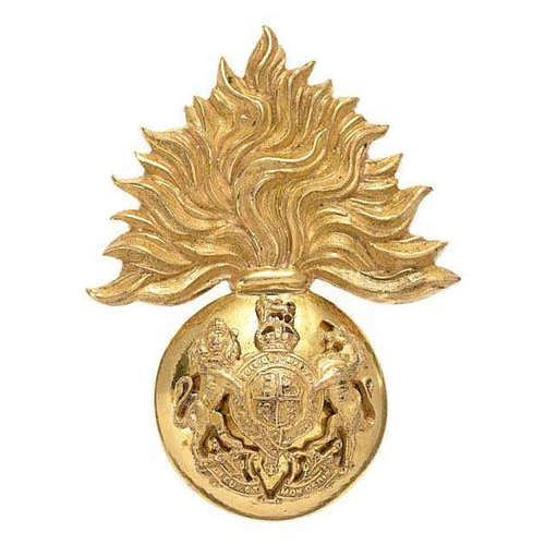 100 - Scottish. Royal Scots Fusiliers Officer cap badge circa 1901-52.  Good scarce unusual die-cast gilt ... 