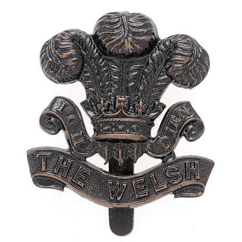 136 - 7th (Cyclist) Bn. Welsh Regiment cap badge circa 1908-21.   Good scarce die-stamped reblackened bras... 