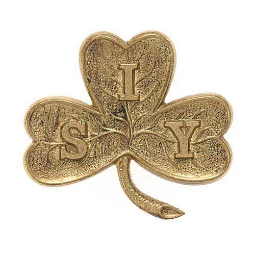 Irish. South of Ireland Imperial Yeomanry Edwardian cap badge circa 1902-08.  Very scarce die-stamped brass shamrock with veins bearing the letters SIY. Loops (KK 1390)    Loops  VGC