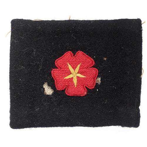 390 - British Army Aid Group WW2 special forces formation sign badge.  Good rare scarlet pimpernel embroid... 