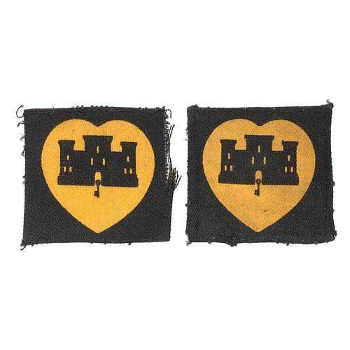 414 - 162nd Brigade pair of printed cloth embroidered formation sign badges.  Good black squares with yell... 