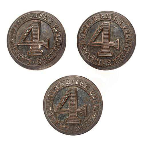 423 - 3 x 4th (Rossendale) Lancashire Rifle Volunteers Officer buttons circa 1859-80.  Good rare examples ... 