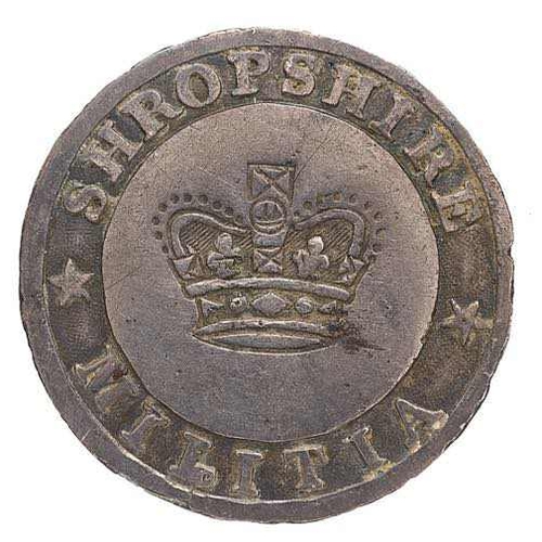 430 - Shropshire Militia George III Officer coatee button circa 1798-99.  Good rare early flat-back bearin... 