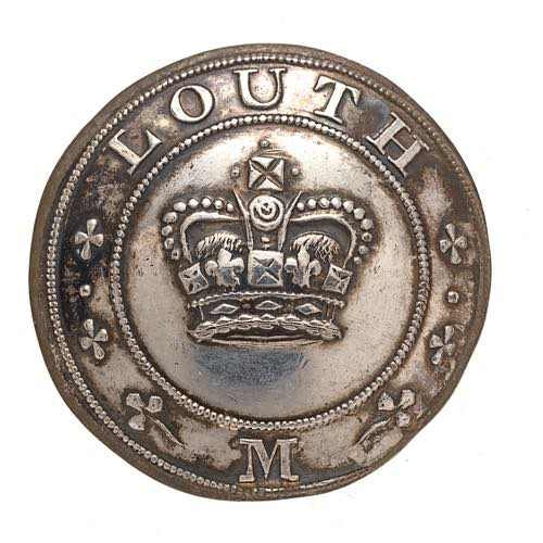 437 - Irish. Louth Militia George III Officer coatee button circa 1794-1816.  Good scarce early silvered o... 