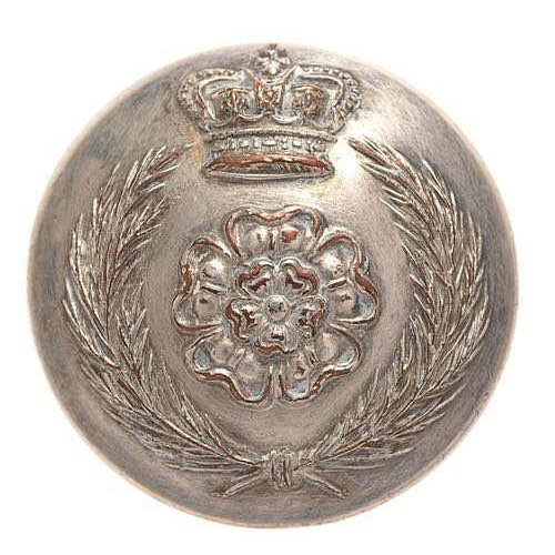 441 - 1st Royal Lancashire Militia Victorian Officer coatee button pre 1855.  Good scarce silvered closed-... 