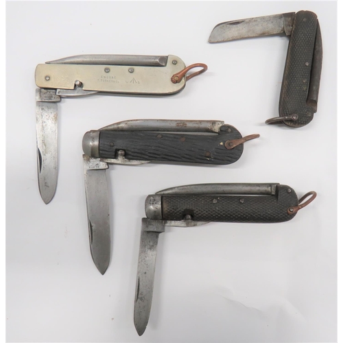 138 - Four Military Jack Knives
consisting white metal sided example marked 