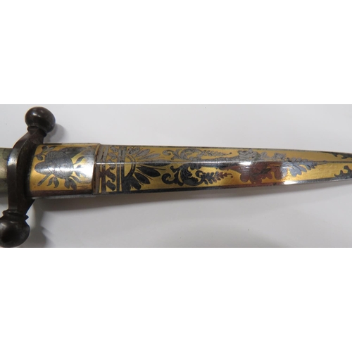 154 - Early 19th Century Gambler's Stiletto Knife
5 inch, double edged blade with etched and gilt foliage ... 