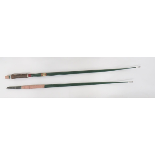 158 - Late 20th Century Apollo Falcon Long Bow
green painted steel, recurve bow with alloy end tips.  Cent... 