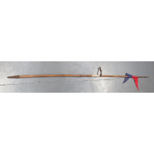 164 - WW1 Period Indian Cavalry Lance
steel, hollow ground, trefoil head.  Bamboo shaft with white cord ru... 