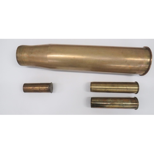 Four Various Brass Shells
consisting 4.5 inch, large brass case ... 2 x CFF shell cases, one dated 1900 ... 3pr MKIV case naval issue, dated 1931.  4 items.