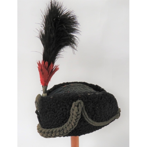 305 - Post 1901 Queens Victoria's Rifles Lambswool Cap
dark green felt crown with green gimp decoration.  ... 